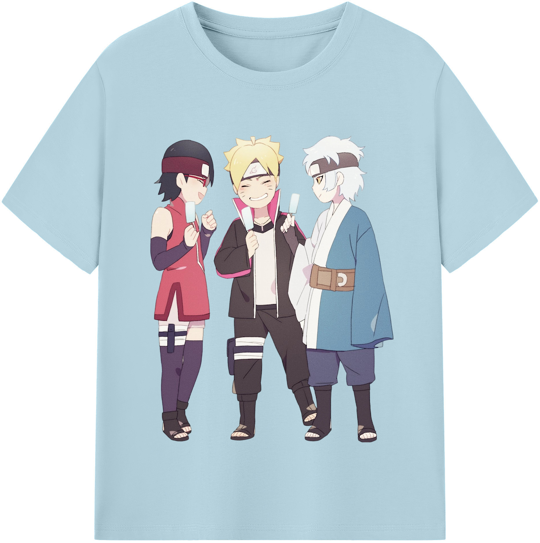 （画像用） NARUTO -ナルト- うちは サラダ Uchiha Sarada 綿100％半袖Tシャツ（フロントプリント）